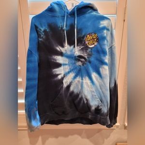 Blue tie dye Santa Cruz hoodie sweatshirt Adult Large